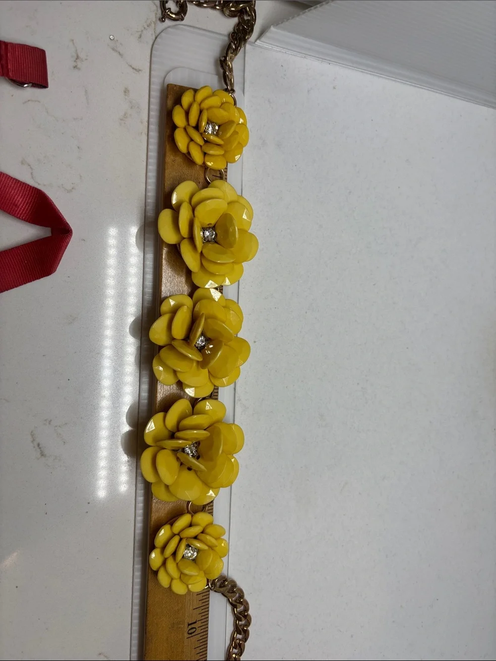 Yellow Floral Resin Statement Necklace - Picture 15 of 15
